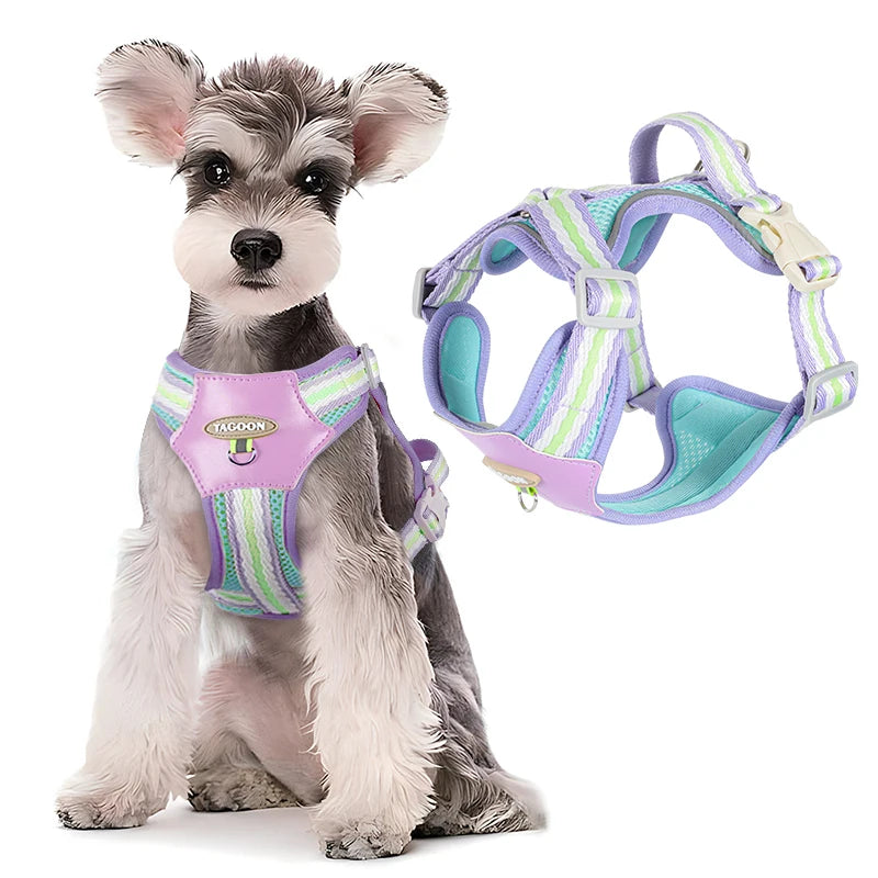 Small Dog Harness No-Pull Adjustable Vest Reflective & Breathable Lightweight Pet Chest Harness Comfort for PuppiesDaily Walks T