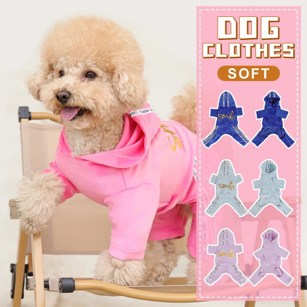 Dog Hoodie, Dog Clothes Puppy Outfits 4 Legs Breathable Sportswear for Bichon Teddy Small Dogs Adjustable Straps Outdoor Dog Clo