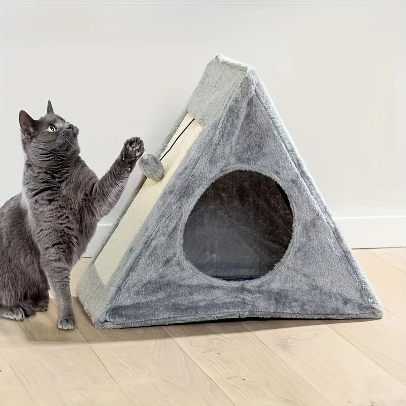 Sisal Cat Nest Creative Foldable Dual Purpose Triangular Cat Scratch Board Durable and Scratchy