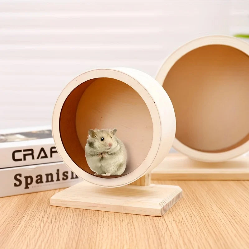 Hamster Wooden Wheel Spinner Hamster Running Wheels Prevent Depression Toys for Small Pets Small Animal Exercise Accessories